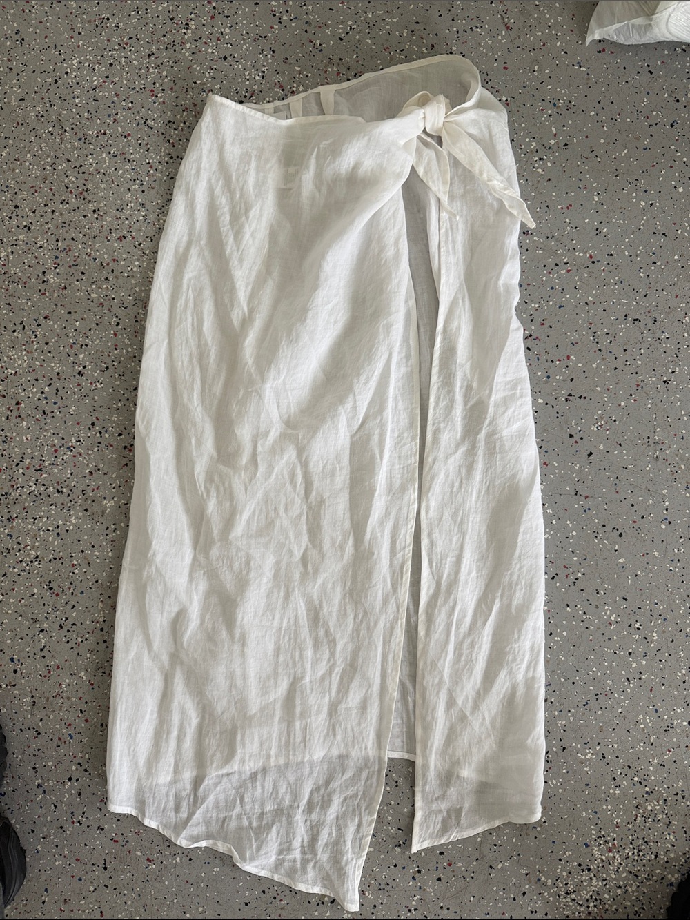 Anemone White Wrap Midi Skirt with Tie Waist
